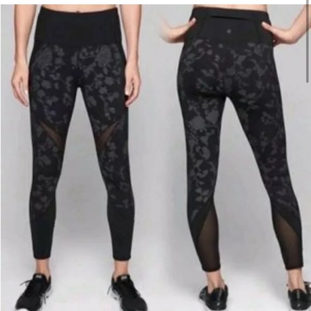 Athleta Moonlight Precision 7/8 Tight Black Mesh Size XL - Picture 2 of 4